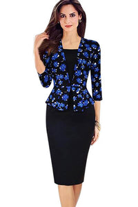 Fashion Casual Floral 3/4 Sleeve Pencil Dress  SA-BLL36099 Fashion Dresses and Midi Dress by Sexy Affordable Clothing
