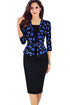 Fashion Casual Floral 3/4 Sleeve Pencil Dress