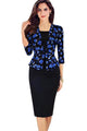 Fashion Casual Floral 3/4 Sleeve Pencil Dress  SA-BLL36099 Fashion Dresses and Midi Dress by Sexy Affordable Clothing
