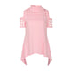 Hollow Out Back Split Slim Casual Tops #Pink #Top SA-BLL578-1 Women's Clothes and Blouses & Tops by Sexy Affordable Clothing