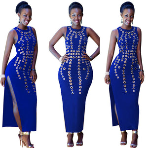 Hole Sleeveless Maxi Dress #Blue #Sleeveless #Hole SA-BLL51445-3 Fashion Dresses and Maxi Dresses by Sexy Affordable Clothing