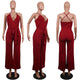 Straps Halter Women's Wide Leg Jumpsuits #Straps #Claret #Deep-V SA-BLL55514-5 Women's Clothes and Jumpsuits & Rompers by Sexy Affordable Clothing