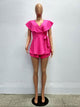 Cutout Back V Neck Ruffled Wrap Flared Romper #V Neck #Ruffled SA-BLL55560-1 Women's Clothes and Jumpsuits & Rompers by Sexy Affordable Clothing