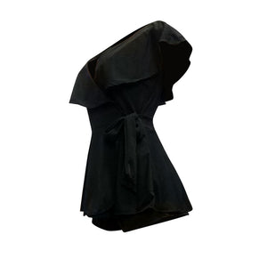 Cutout Back V Neck Ruffled Wrap Flared Romper #V Neck #Ruffled SA-BLL55560-2 Women's Clothes and Jumpsuits & Rompers by Sexy Affordable Clothing