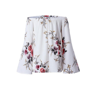 White Floral Off Shoulder Top #White #Top SA-BLL579-2 Women's Clothes and Blouses & Tops by Sexy Affordable Clothing