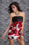 Ladys Sequin Strapless Tube Mini Dress Red Floral Print Clubwear  SA-BLL2030-1 Plus Size Clothing and Plus Size Lingerie by Sexy Affordable Clothing