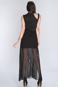 Black Netted Cut Out Mock Neck Sexy Maxi Dress  SA-BLL5100 Fashion Dresses and Maxi Dresses by Sexy Affordable Clothing