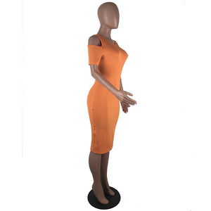 Off-Shoulder Midi Dress #Orange #Off-Shoulder SA-BLL36224-4 Fashion Dresses and Midi Dress by Sexy Affordable Clothing