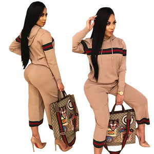 Leisure Hooded Collar Patchwork Pink Cotton Two-piece Pants Set #Tracksuit #Two Piece #Hooded SA-BLL28017-1 Sexy Clubwear and Pant Sets by Sexy Affordable Clothing