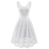 Lace Sleeveless Dovetail Bridesmaid Dress With Bow #Lace #White #Vintage #A-Line #Slash Neck