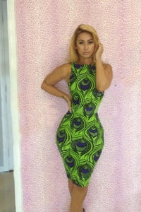 Woman Peacock Pattern Backless Knee Length Bodycon Dress  SA-BLL27640 Fashion Dresses and Bodycon Dresses by Sexy Affordable Clothing