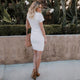 Fshion Sexy Solid Irregualr Short Sleeve Bodycon Dress #White #Short Sleeve #Round Neck SA-BLL282639-1 Fashion Dresses and Bodycon Dresses by Sexy Affordable Clothing