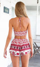 Boho Cherry Red Pattern Two-piece Shorts Set #Two Piece #Boho SA-BLL282761 Sexy Clubwear and Pant Sets by Sexy Affordable Clothing