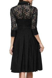 Deep V Perspective Lace Stitching Large Swing Dress  SA-BLL36076-1 Fashion Dresses and Skater & Vintage Dresses by Sexy Affordable Clothing