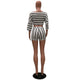Casual Striped White Two-piece Shorts Set #Stripe #Two Piece SA-BLL282703 Sexy Clubwear and Pant Sets by Sexy Affordable Clothing
