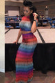 Bohemian Multi Straight Patchwork Half Regular Turtleneck Ankle-  SA-BLL27927 Sexy Clubwear and Skirt Sets by Sexy Affordable Clothing