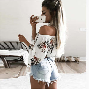 Ladies Casual Summer Lace Floral Blouse Tops #White #Top SA-BLL588 Women's Clothes and Blouses & Tops by Sexy Affordable Clothing