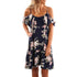 Women Summer Boho Party Beach Chiffon Short Mini Dress #Blue #Boho
