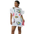 White Stylish Printed Mesh Flounced Sleeve Shirt Dress #Short Sleeve
