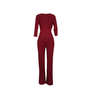 Deep-V Pearl Striped Cropped Sleeve Jumpsuit #V-Neck #Striped SA-BLL55618-3 Women's Clothes and Jumpsuits & Rompers by Sexy Affordable Clothing