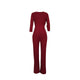 Deep-V Pearl Striped Cropped Sleeve Jumpsuit #V-Neck #Striped SA-BLL55618-3 Women's Clothes and Jumpsuits & Rompers by Sexy Affordable Clothing