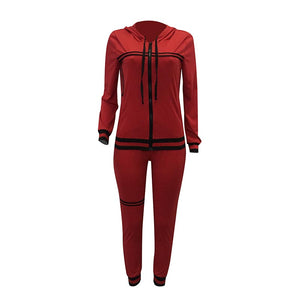 Trendy Zipper Up Casual Pantsuit With Hooded #Tracksuit #Two Piece #Hooded SA-BLL28018-3 Sexy Clubwear and Pant Sets by Sexy Affordable Clothing