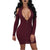 Party Long Sleeve Warm Stretch Bodycon Dresses #V Neck #Mini SA-BLL2178-1 Fashion Dresses and Mini Dresses by Sexy Affordable Clothing
