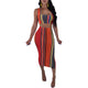 Colorful Stripped Vest and Under-Knee Skirt #Stripe #Two Piece SA-BLL282471 Sexy Clubwear and Skirt Sets by Sexy Affordable Clothing