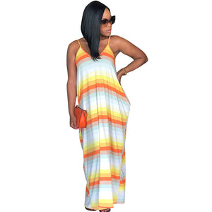 The Orange Block Maxi Dress #Strap #Color Block #Pocket SA-BLL51172-2 Fashion Dresses and Maxi Dresses by Sexy Affordable Clothing