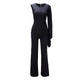 Occasional Plain Jumpsuit with Single Wide Sleeves #Jumpsuit #Black SA-BLL55397-1 Women's Clothes and Jumpsuits & Rompers by Sexy Affordable Clothing