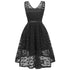 Lace Sleeveless Dovetail Bridesmaid Dress With Bow #Lace #Black #Vintage #A-Line #Slash Neck