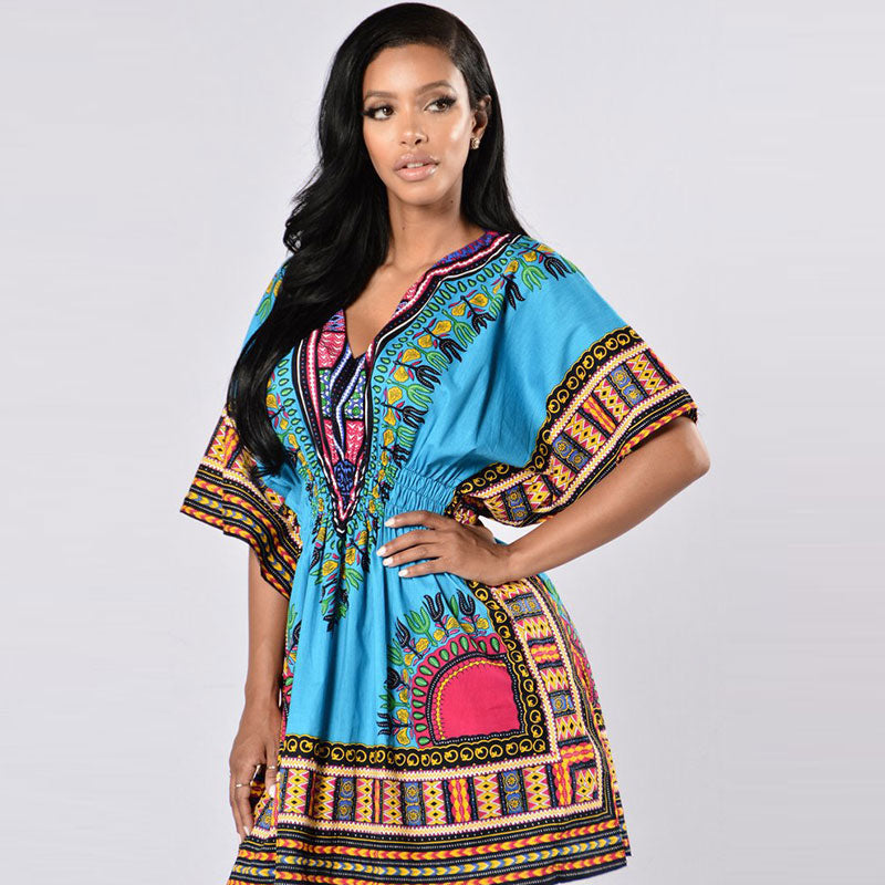 African Printed Blue Dashiki Women Dress #Printed #Dashiki #African ...