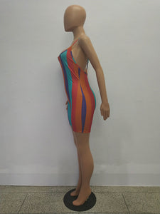 Rainbow Print Straps Bodysuit #Print #Straps #Rainbow SA-BLL8066 Women's Clothes and Bodysuits by Sexy Affordable Clothing