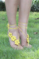 Yellow Hand Made Flowery Crochet Beach Sandals  SA-BLL98005-1 Accessories and Sexy Anklets by Sexy Affordable Clothing