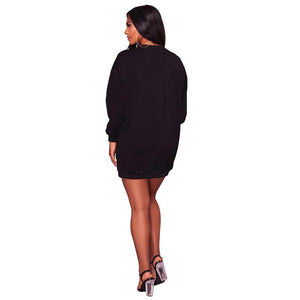 Round Neck Long Sleeve Loose Sweats #Tops #Black #Sweats SA-BLL638-1 Women's Clothes and Blouses & Tops by Sexy Affordable Clothing