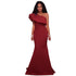 Red Single Sleeve Ponti Gown #Red #Evening Dress