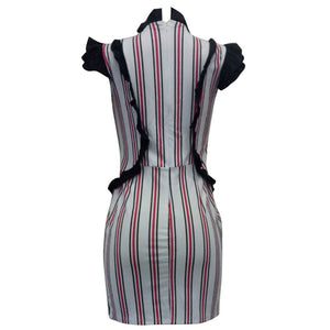 Sleeveless Stripped Bodycon Dress With Ruffles #Sleeveless #Ruffles #Stripe SA-BLL282470-2 Fashion Dresses and Bodycon Dresses by Sexy Affordable Clothing