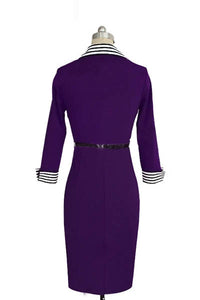 V-neck Knee Length Midi Dresses Purple  SA-BLL36012-3 Fashion Dresses and Midi Dress by Sexy Affordable Clothing