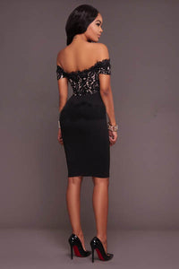 Sammy Black Lace Top Off-The-Shoulder Dress  SA-BLL36145 Fashion Dresses and Midi Dress by Sexy Affordable Clothing