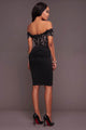 Sammy Black Lace Top Off-The-Shoulder Dress  SA-BLL36145 Fashion Dresses and Midi Dress by Sexy Affordable Clothing