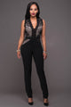 Chyna Black Nude Lace Accent Jumpsuit  SA-BLL55269 Women's Clothes and Jumpsuits & Rompers by Sexy Affordable Clothing