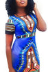 Traditional African Print Short Sleeve Slim Dress