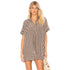 Coffee Stripe Polyester Beach Cover up Shirt With Buttons #Stripe #Buttons