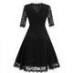 3/4 Sleeve Lace-stitching Evening Dress #Black #Swing Dress SA-BLL36020-1 Fashion Dresses and Skater & Vintage Dresses by Sexy Affordable Clothing
