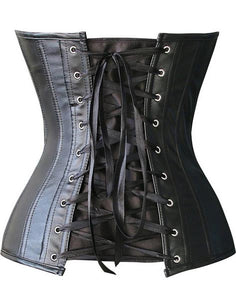 Black Leatherette D Ring Fetish Corset  SA-BLL42685 Sexy Lingerie and Corsets and Garters by Sexy Affordable Clothing