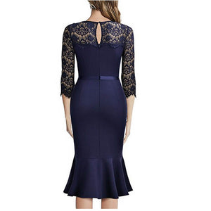 Vintage Lace Business Cocktail Party Mermaid Pencil Dress #Midi Dress #Blue SA-BLL36015 Fashion Dresses and Midi Dress by Sexy Affordable Clothing