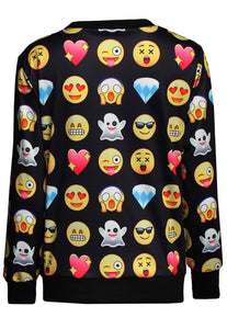 Women Pullover Emoji Print Sweatshirt
