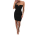 Women's Black Sexy Wrap Bodycon Dress #Sleeveless #Strapless