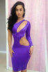 Purple One-shoulder Cutout Club Bodycon Dress