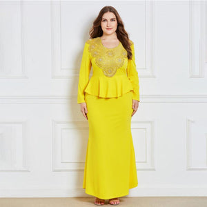 Plus Size Long Sleeve Double-Layered Women's Maxi Dress #Long Sleeve SA-BLL51427-1 Fashion Dresses and Maxi Dresses by Sexy Affordable Clothing